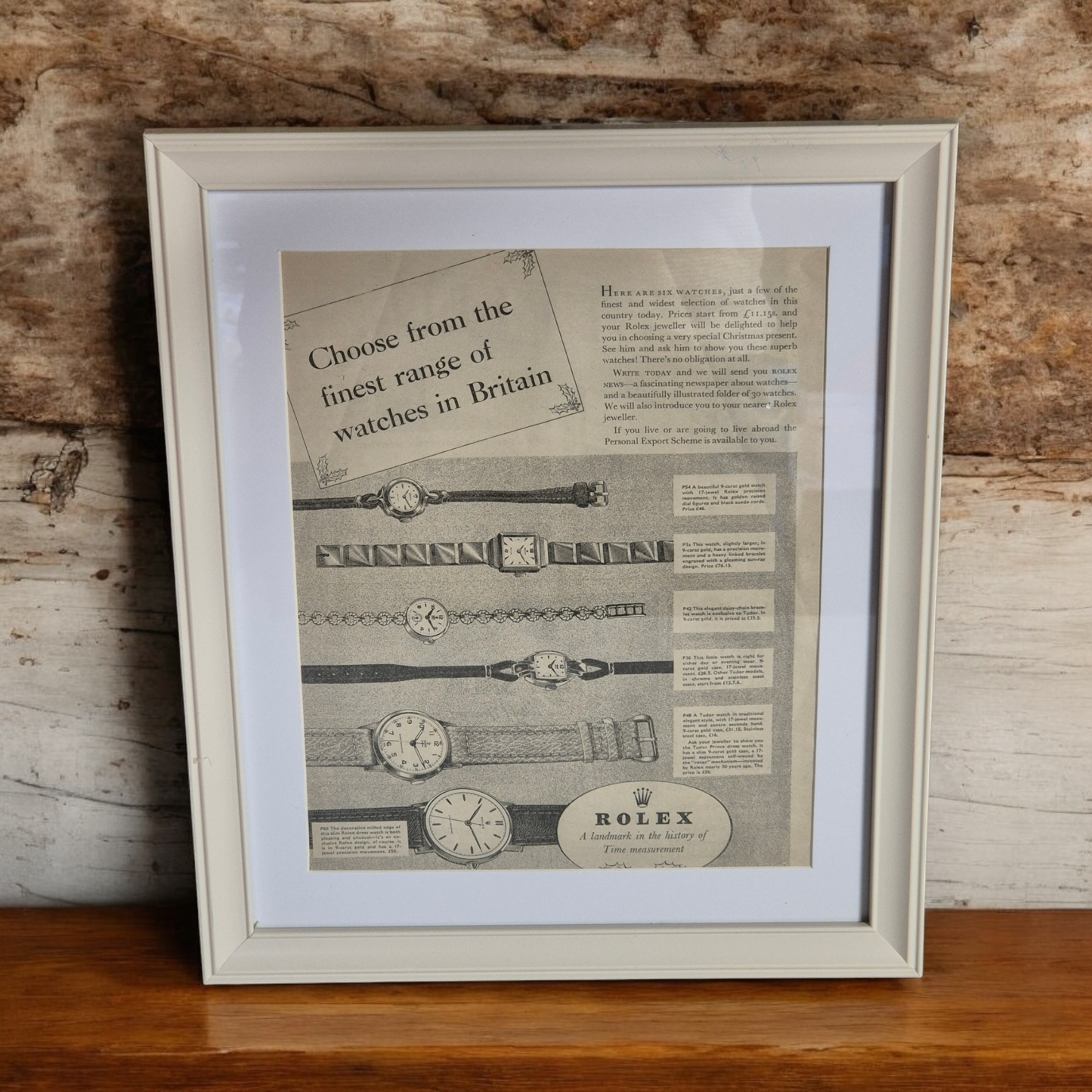 Vintage Rolex newspaper adverts framed Punch 1957