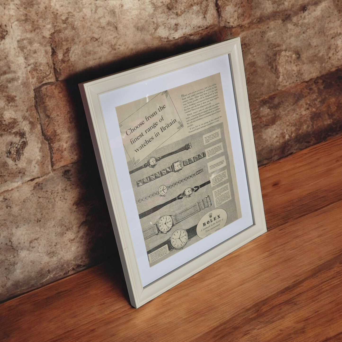 Vintage Rolex newspaper adverts framed Punch 1957