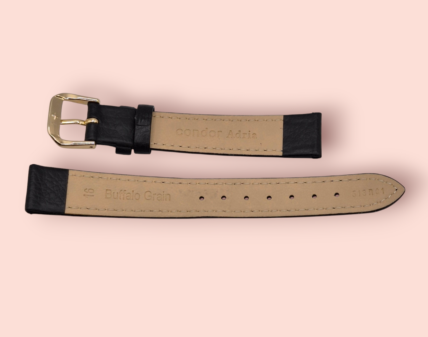 Condor Adria 16mm leather watch strap smooth buffalo grain