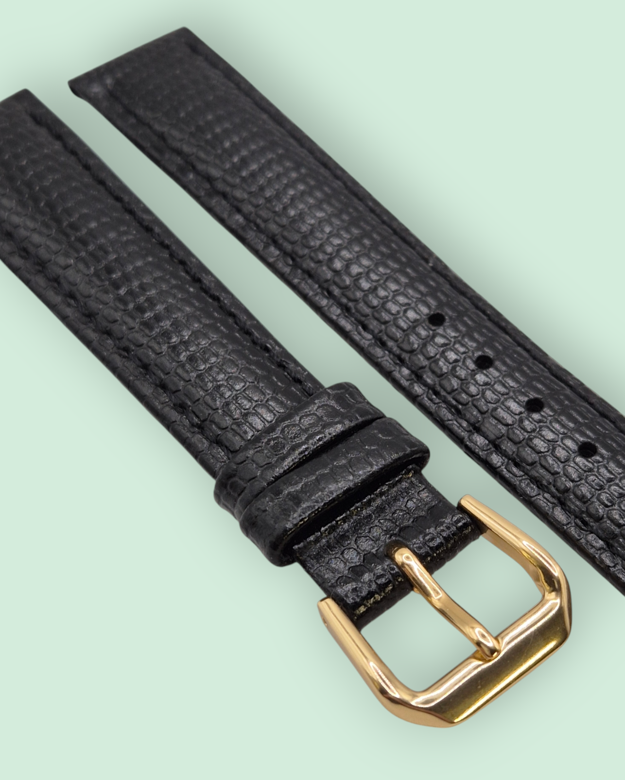 Condor Adria 16mm Black leather watch strap Lizard grain 512R01