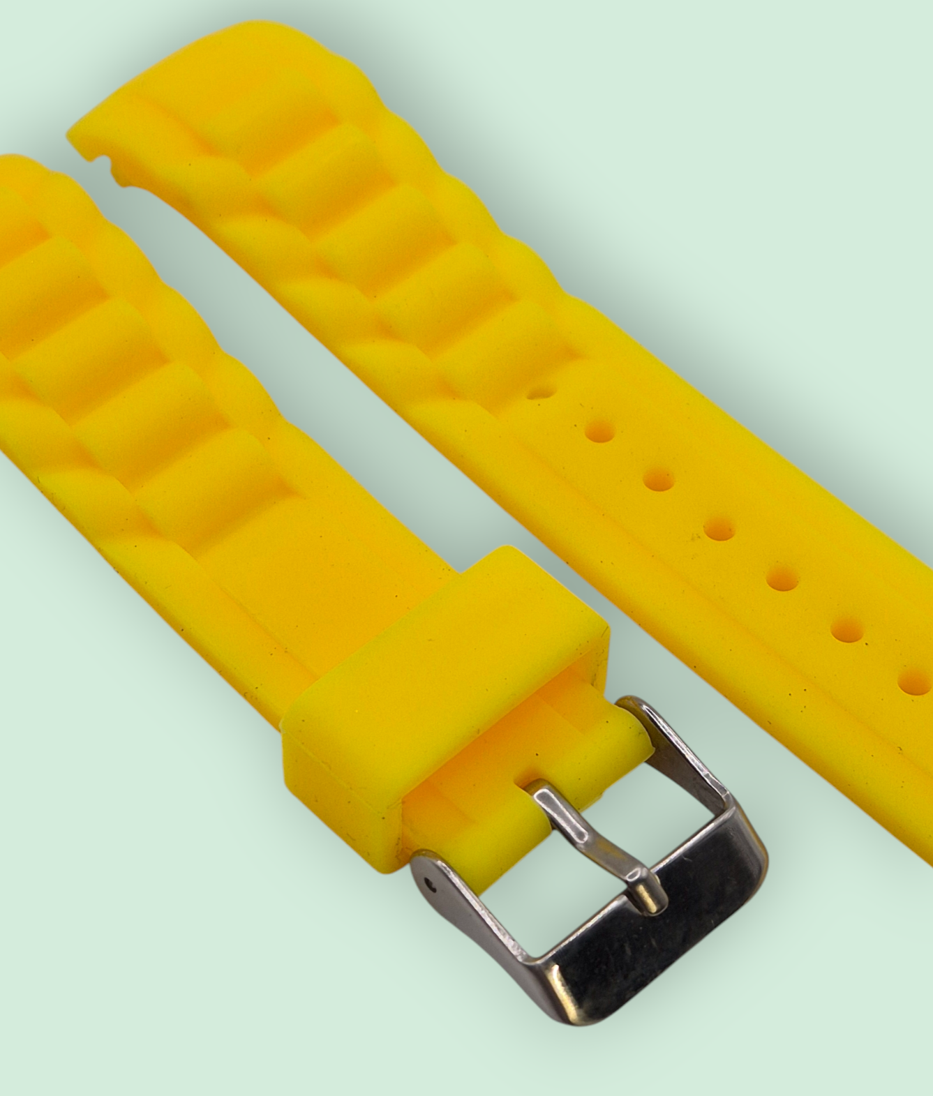 Yellow Rubber sports strap 20mm curved edge