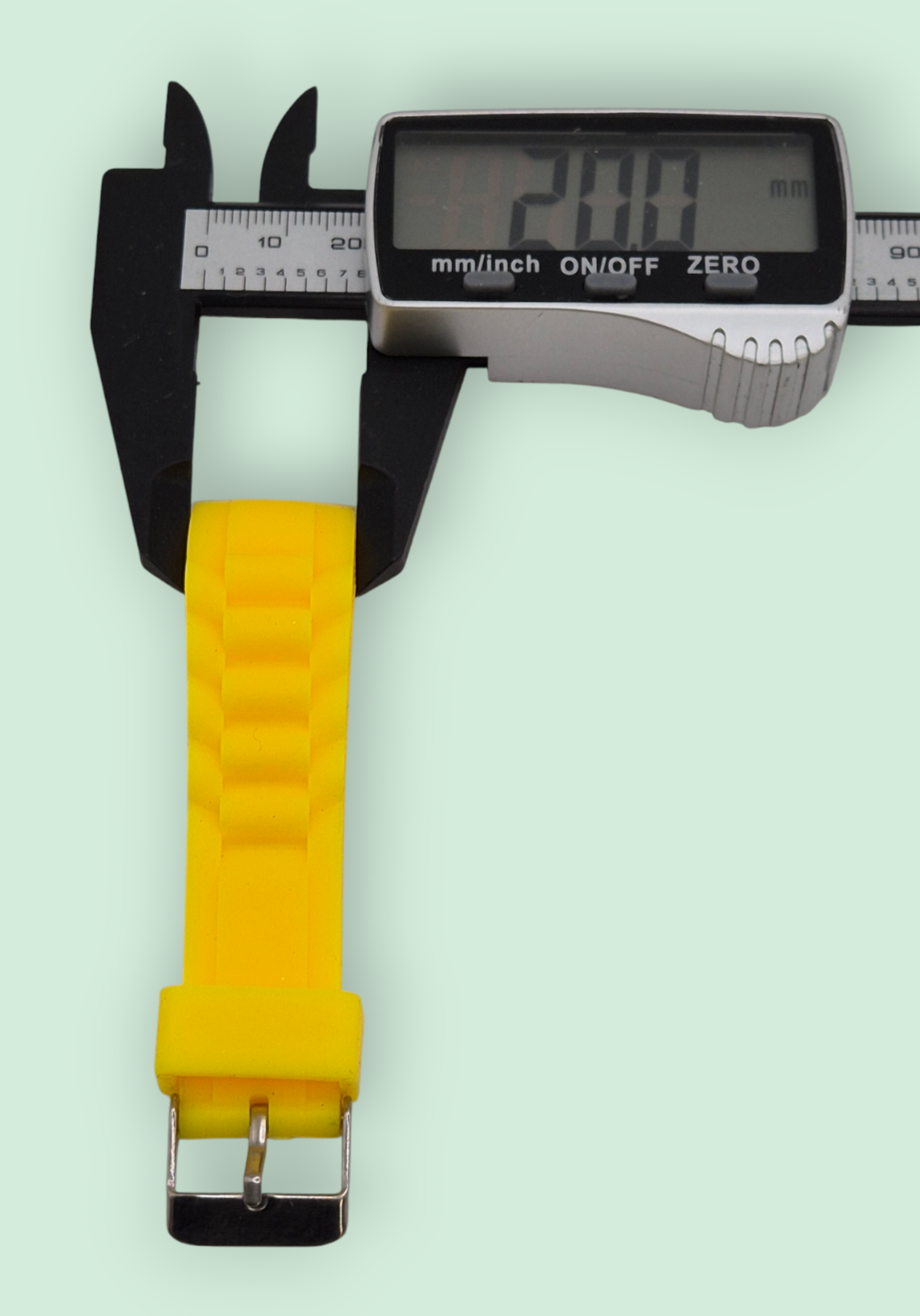 Yellow Rubber sports strap 20mm curved edge