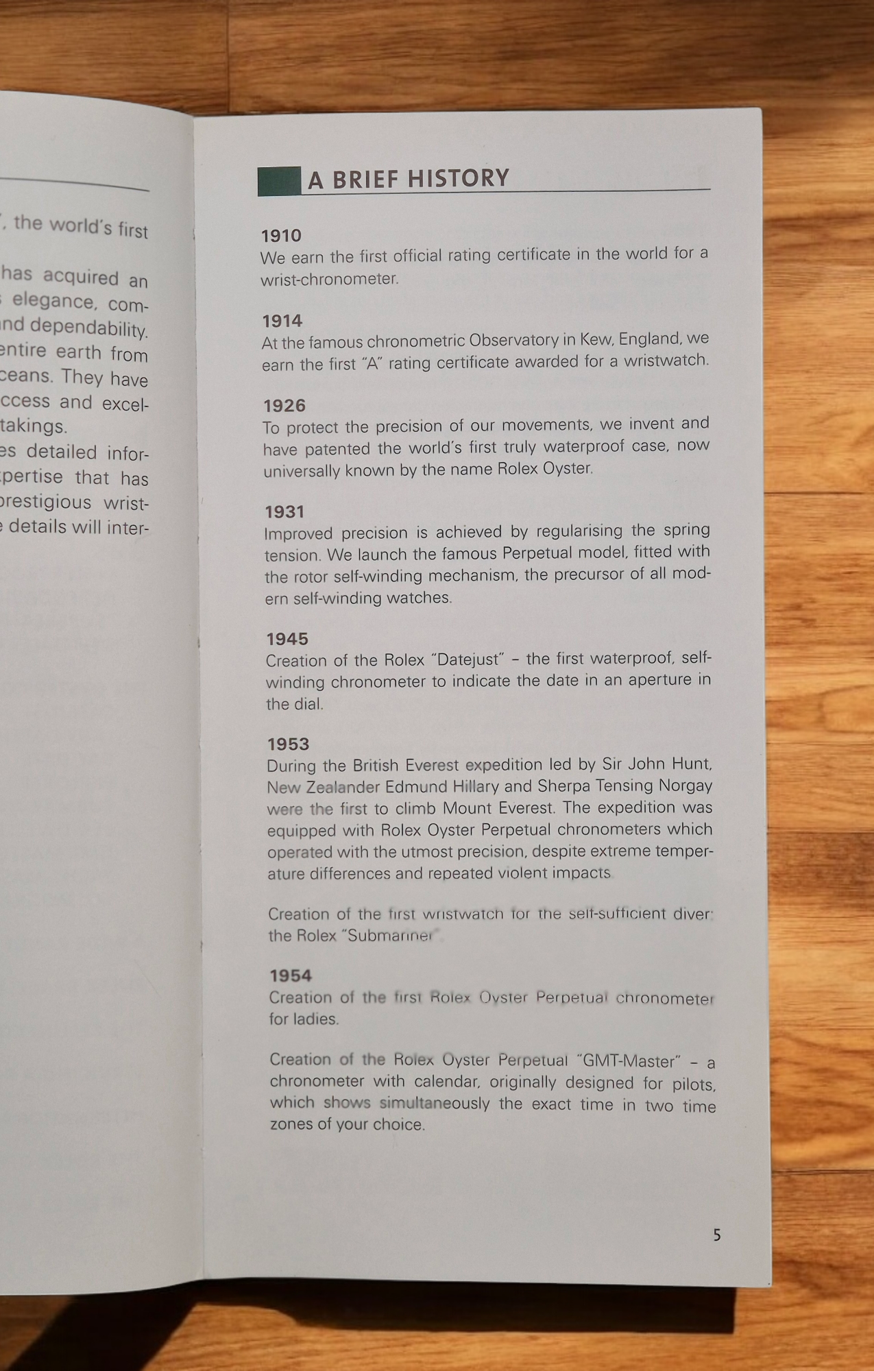 Rolex Talking points Authorised Dealership sales information manual 2004