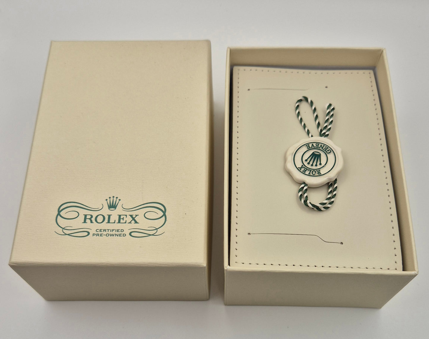 Rolex CPO Cream leather travel case with outer box, Cream Wallet & Swing tag circa 2022