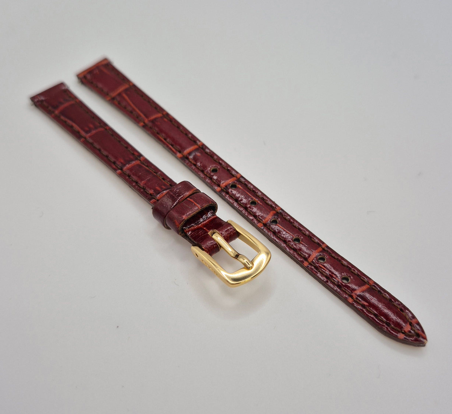 Apollo 10mm Brown leather watch strap Crocodile grain H4079183