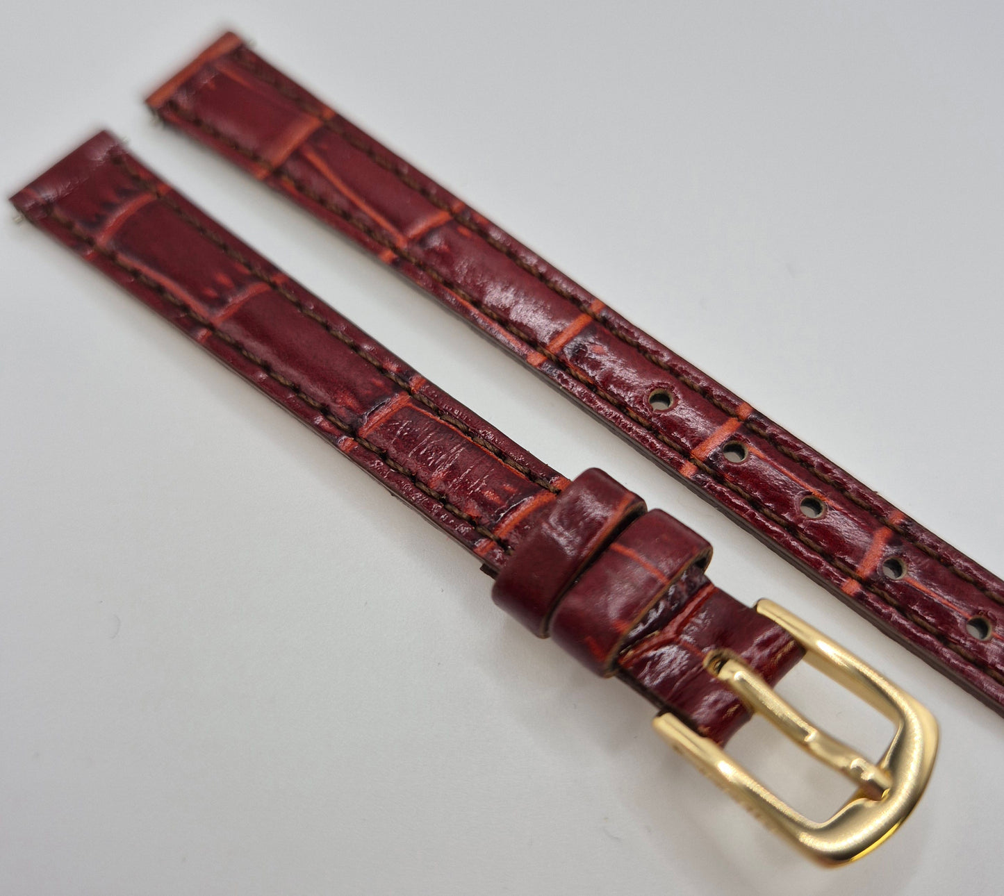 Apollo 10mm Brown leather watch strap Crocodile grain H4079183