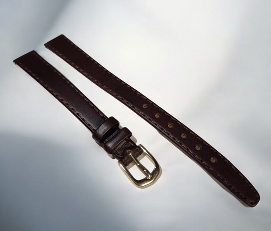 Apollo 12mm Long Brown Calf Leather watch strap H4079353