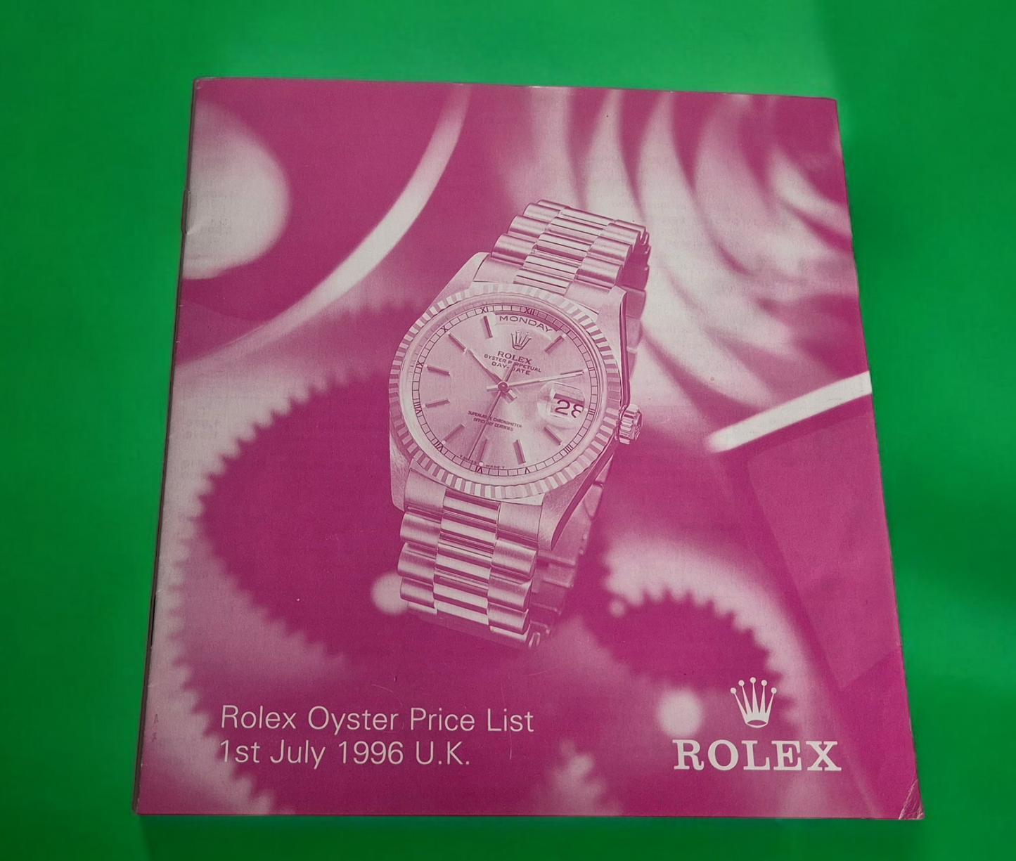 Rolex brochure and price list July 1996