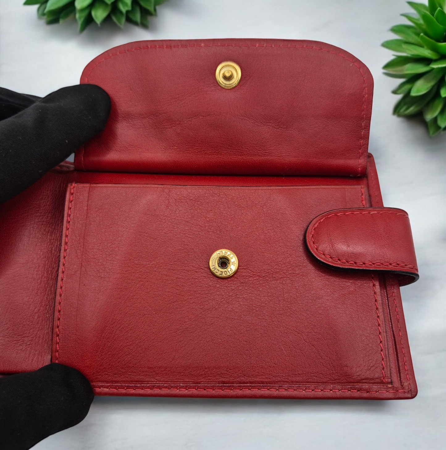 Rolex red leather wallet 60.02.55