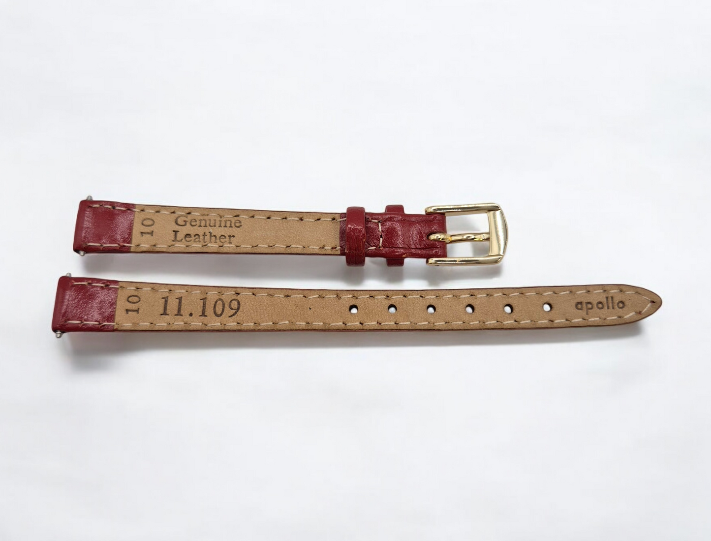 Apollo 10mm red leather watch strap Antique calf grain H4079248