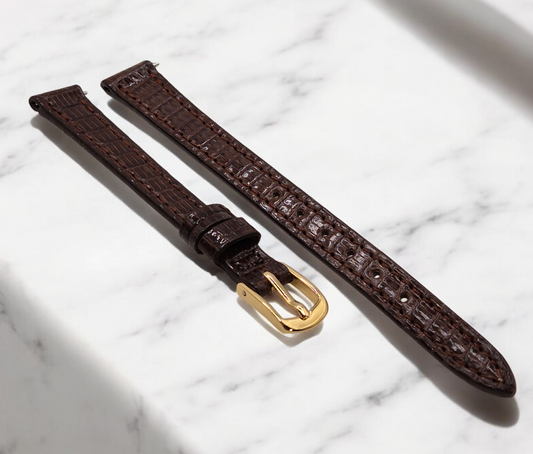 Apollo 10mm Brown Leather Watch strap Royal Lizard grain H4079167