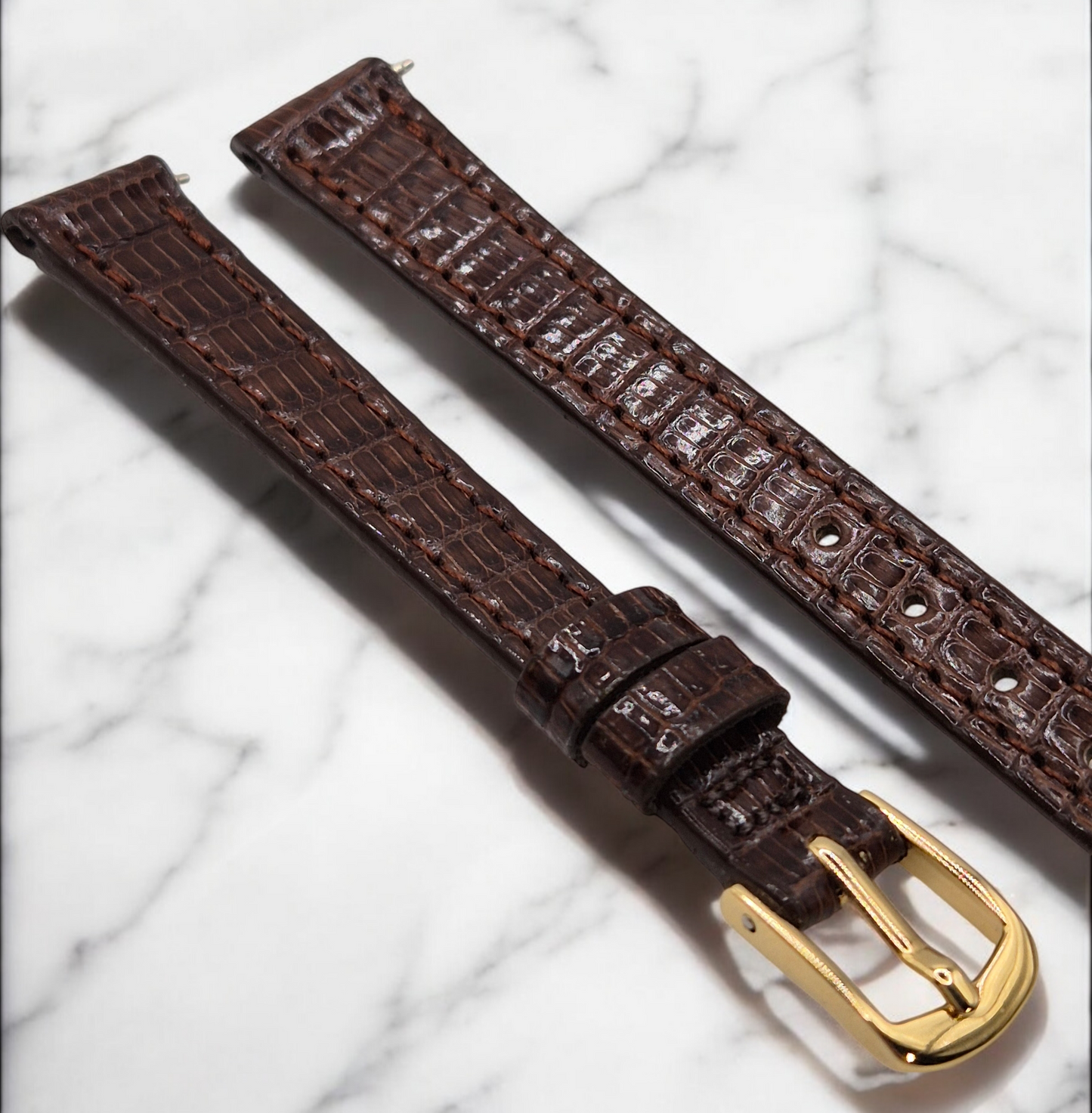 Apollo 10mm Brown Leather Watch strap Royal Lizard grain H4079167