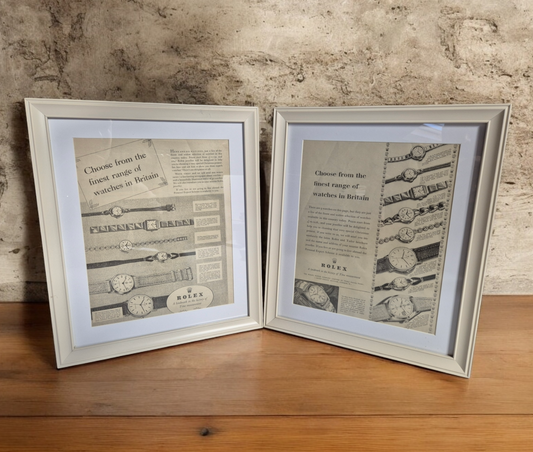 Vintage Rolex newspaper adverts framed Punch 1957