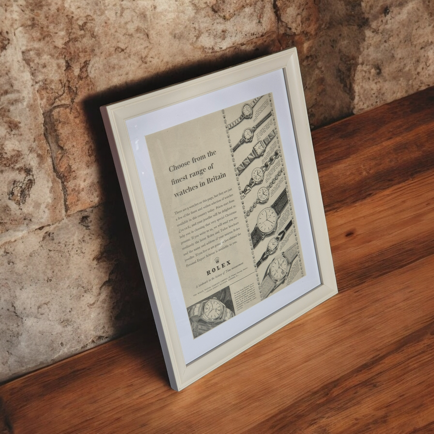 Vintage Rolex newspaper adverts framed Punch 1957