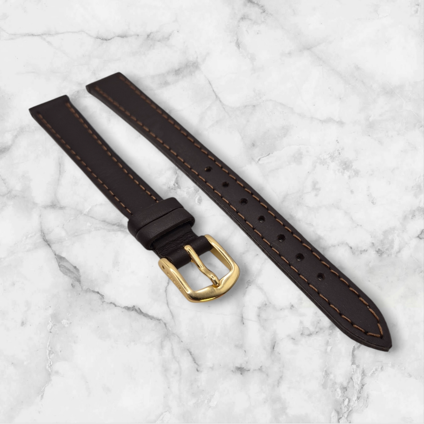 Apollo 12mm Black Calf leather watch strap H4076842