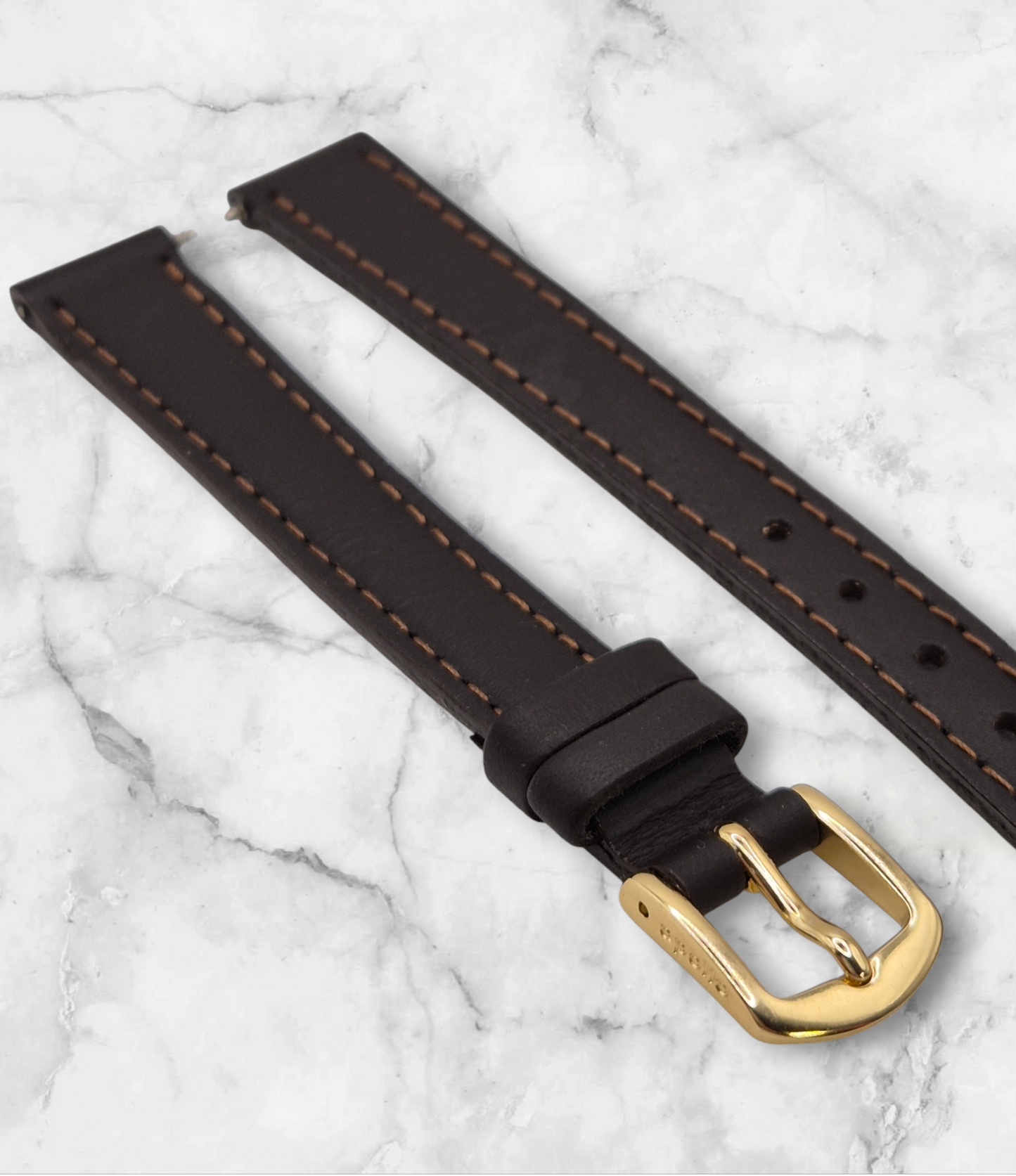 Apollo 12mm Black Calf leather watch strap H4076842