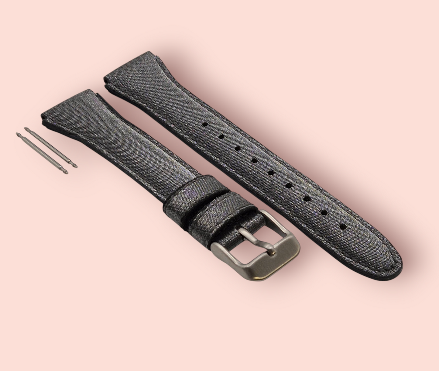 Fabric Watch strap Grey Metalic finish 22/19mm