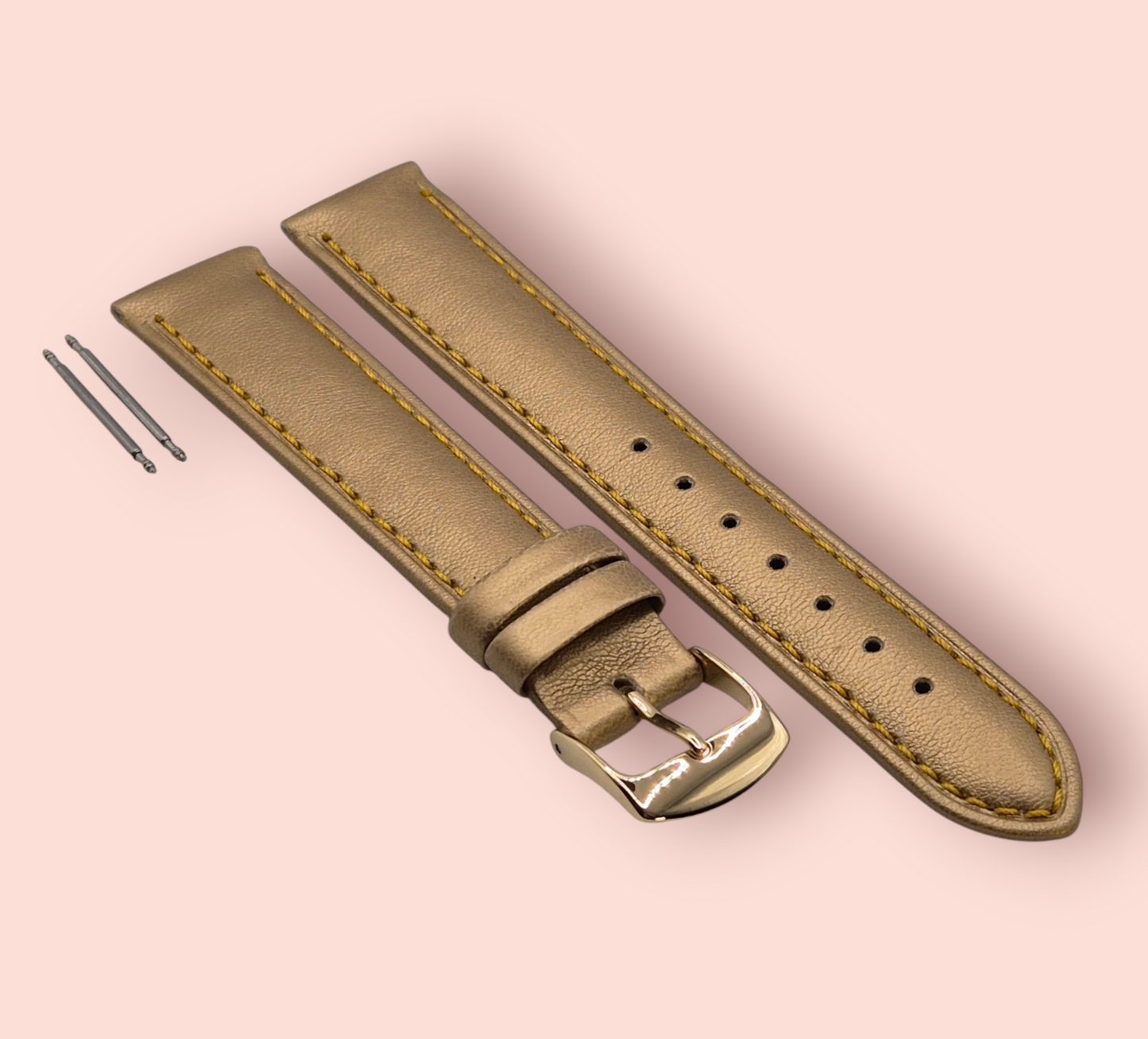 18mm Gold colour Leather Watch strap