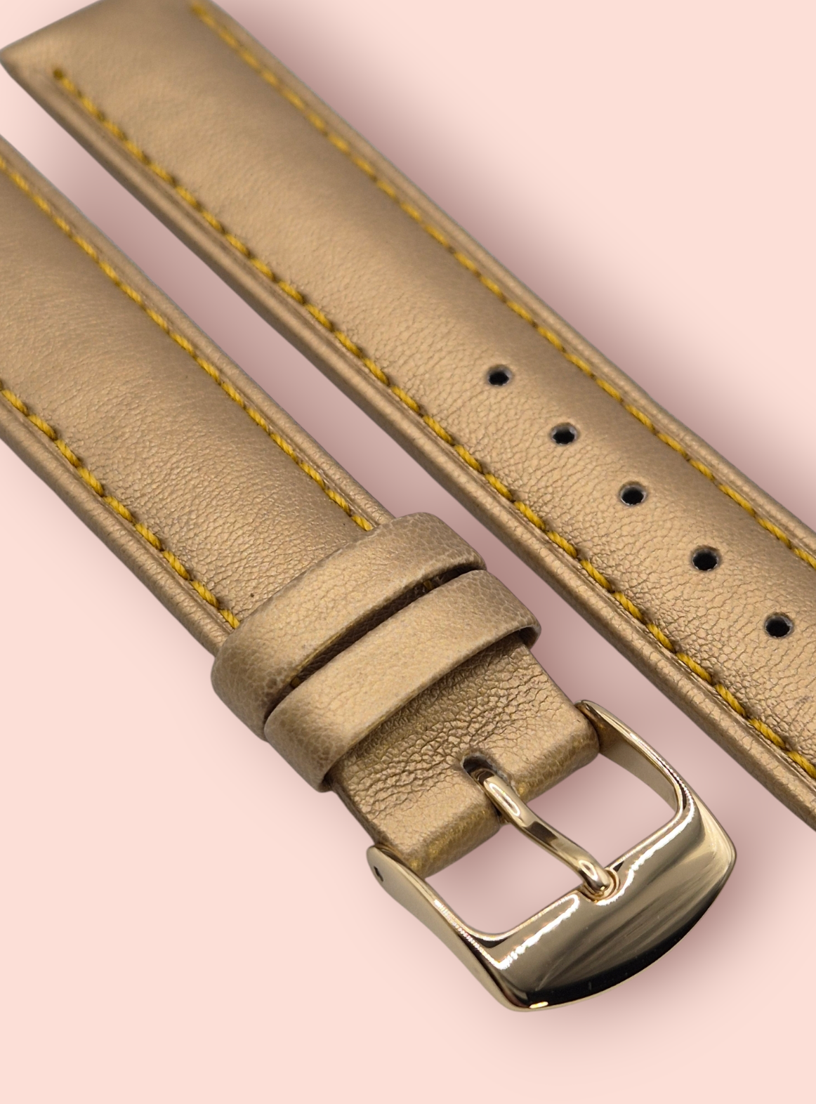 18mm Gold colour Leather Watch strap