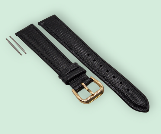 Condor Adria 16mm Black leather watch strap Lizard grain 512R01