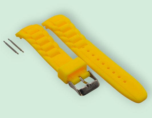 Yellow Rubber sports strap 20mm curved edge