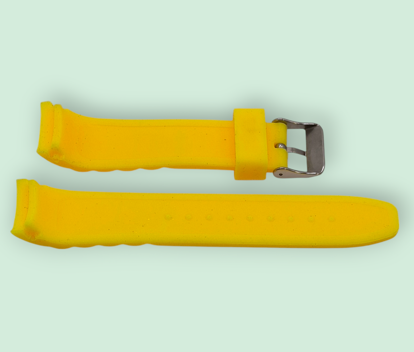 Yellow Rubber sports strap 20mm curved edge