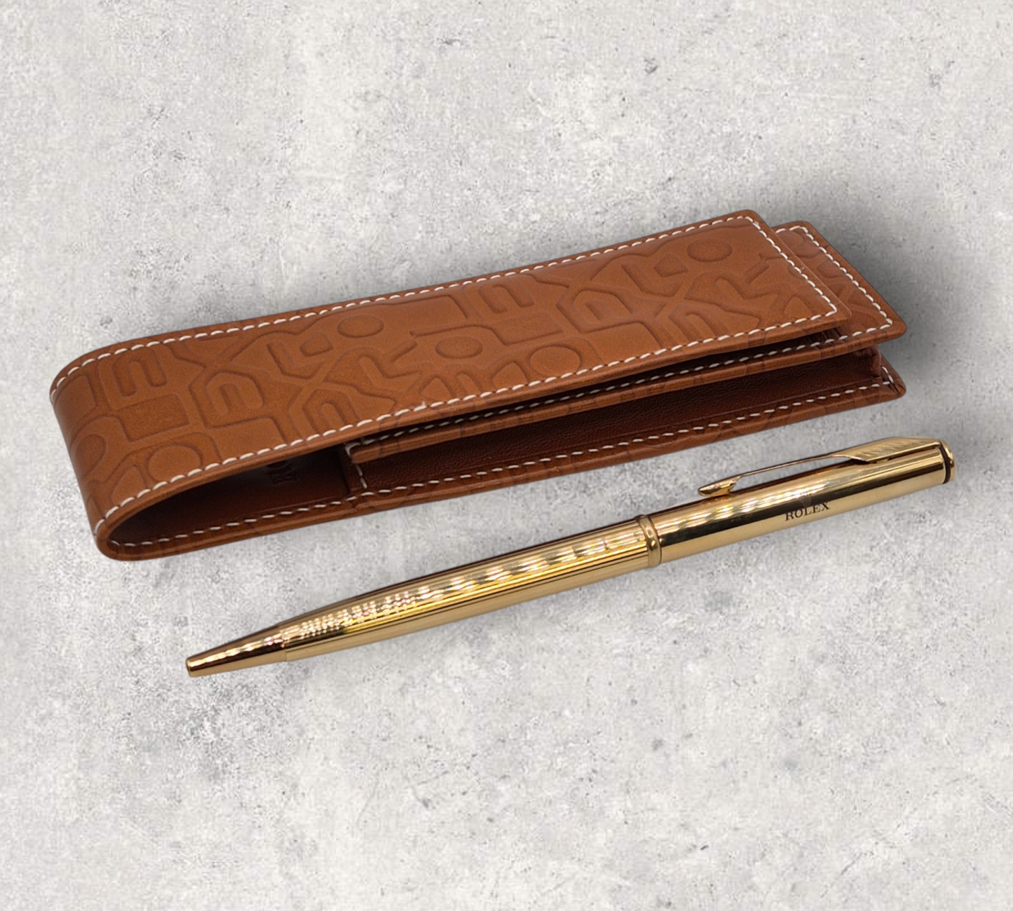 Rolex Ballpoint Pen by Parker Gold plated with Leather jubilee case Parker Insignia - Used