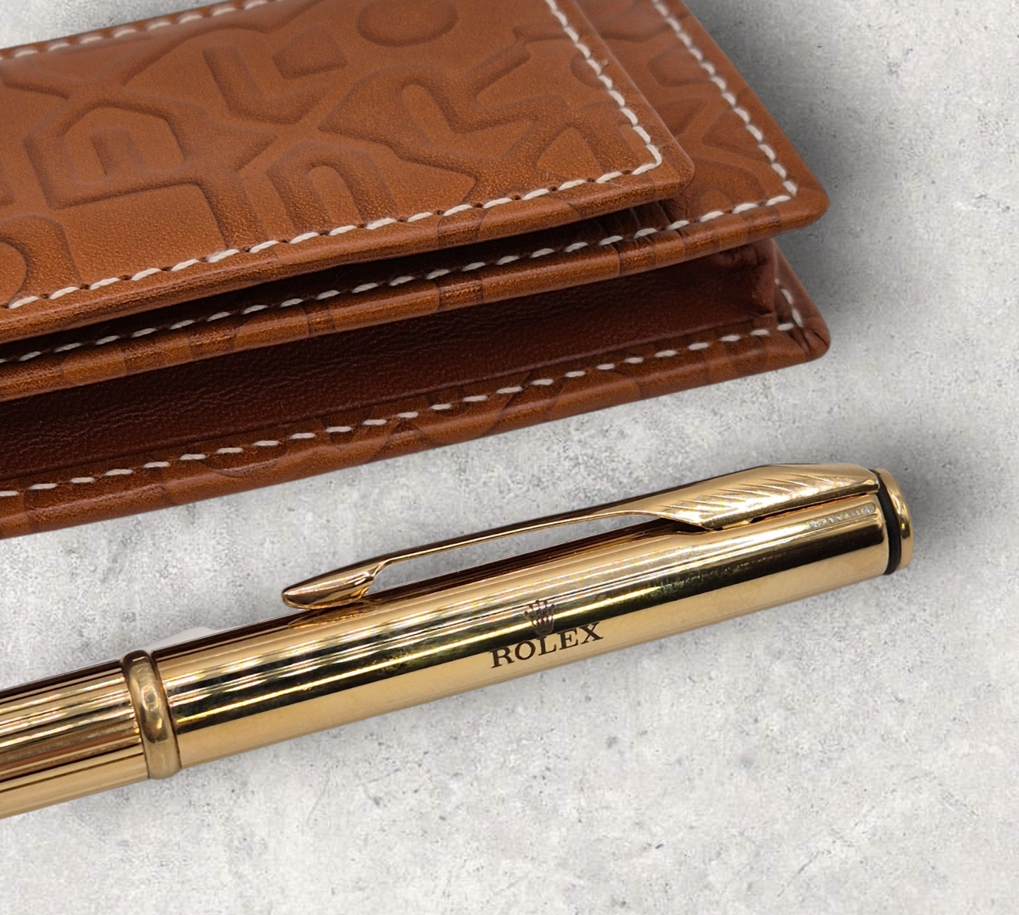 Rolex Ballpoint Pen by Parker Gold plated with Leather jubilee case Parker Insignia - Used