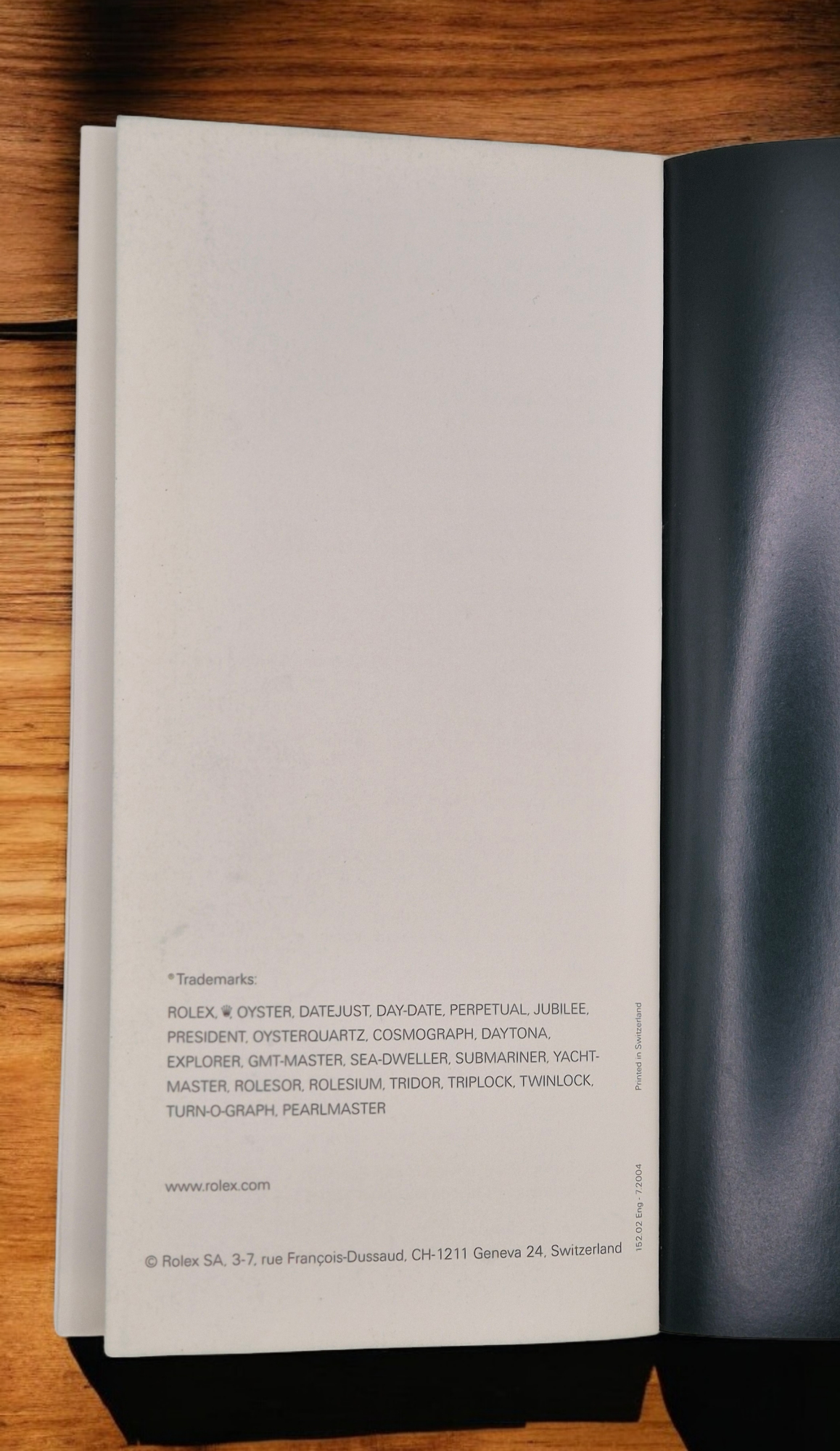 Rolex Talking points Authorised Dealership sales information manual 2004