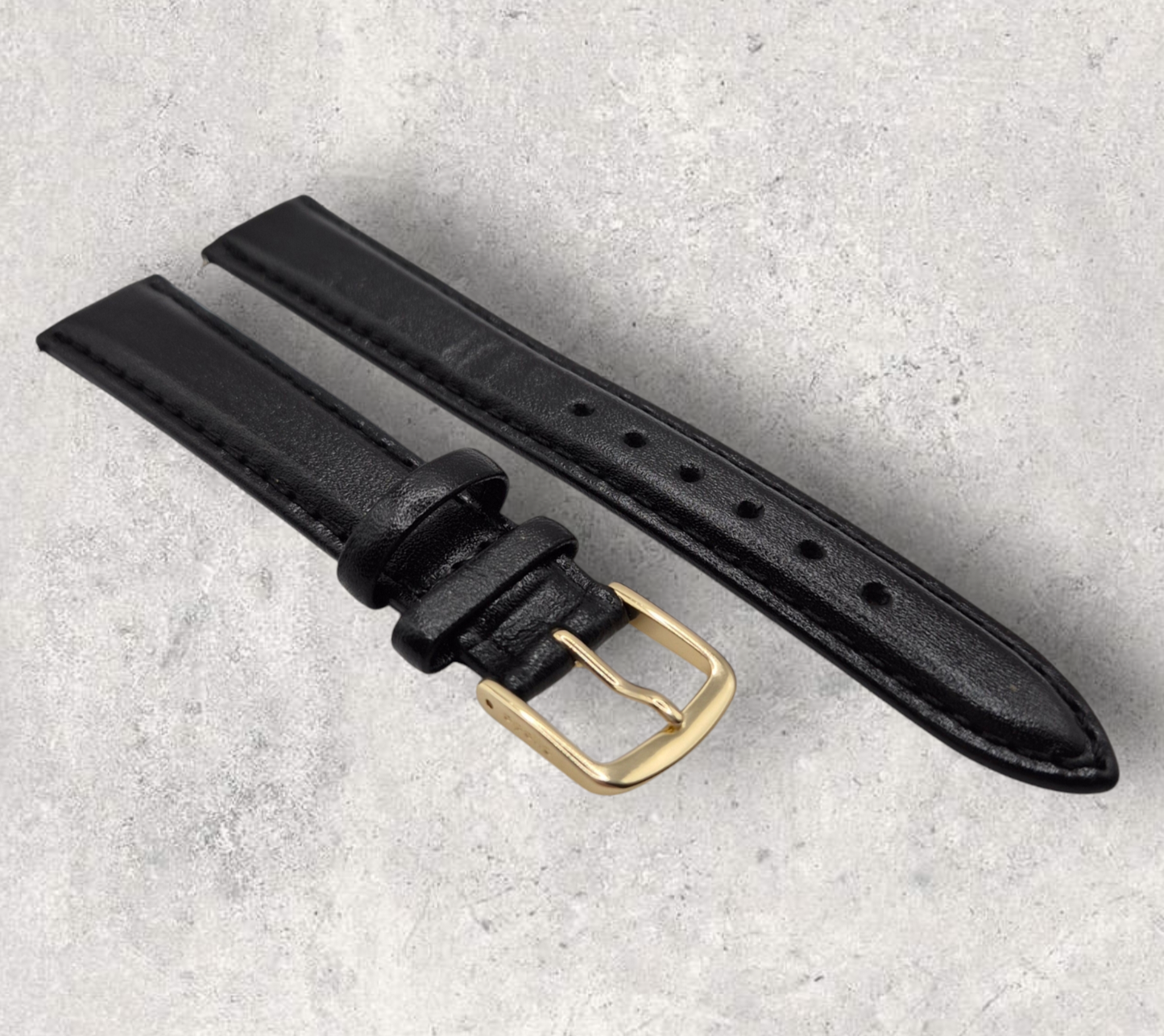 Apollo 16mm Black Leather Watch strap Antique Calf grain with light padding H4081099