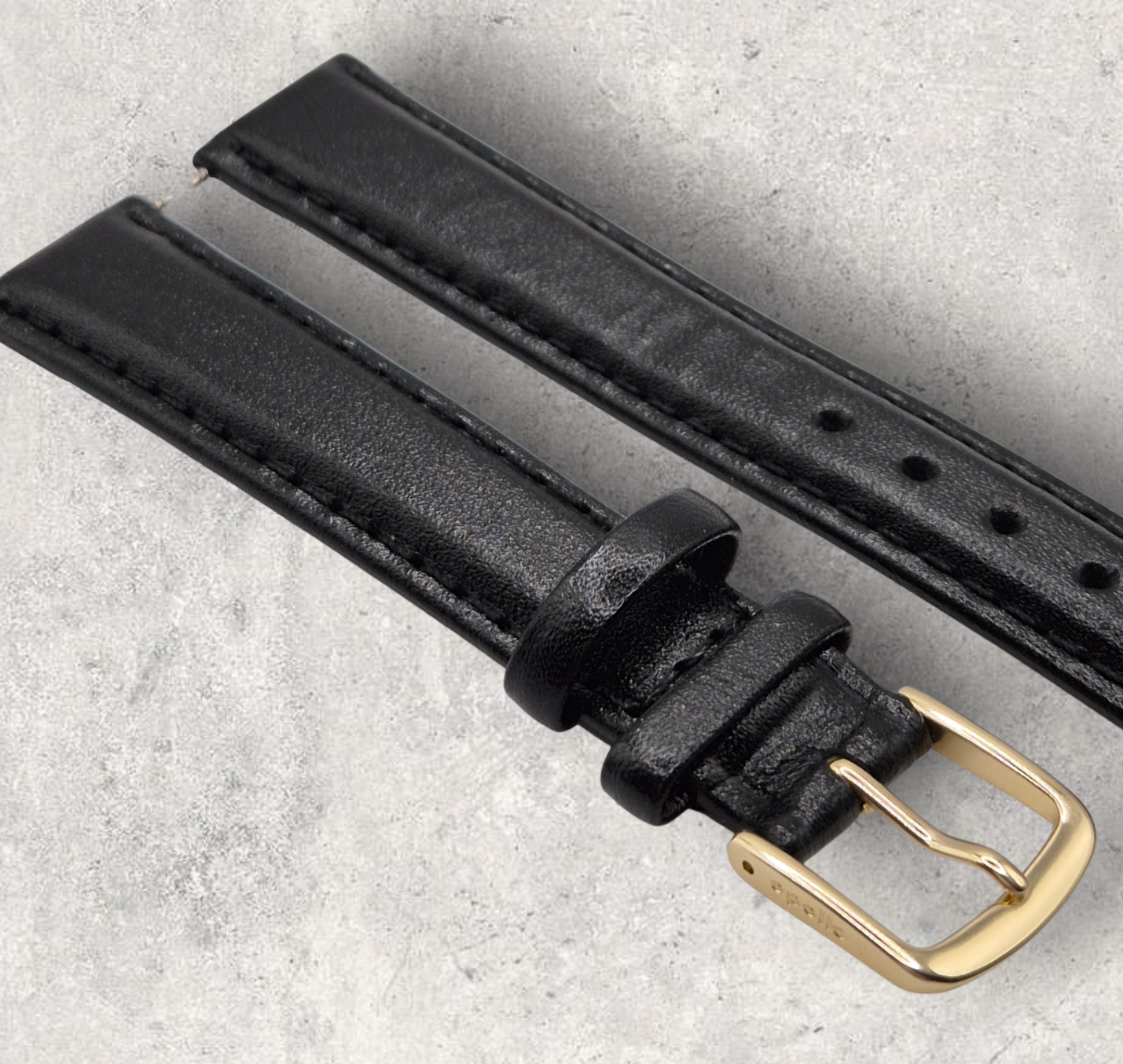 Apollo 16mm Black Leather Watch strap Antique Calf grain with light padding H4081099