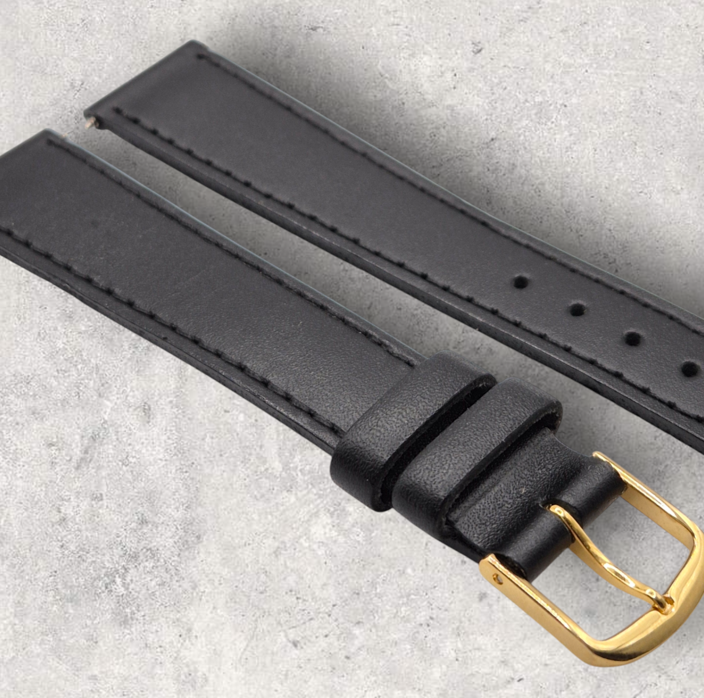 Apollo 17mm Black Leather Watch strap Antique smooth grain with flat profile H4080823