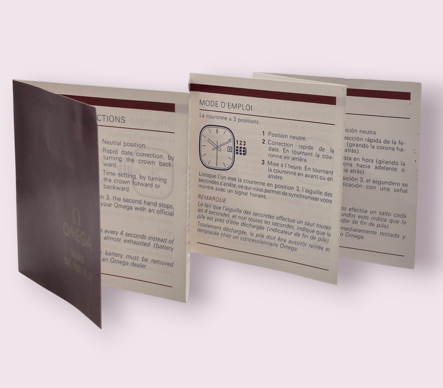 Omega Quartz Instruction Manual Cal. 1430-31-32