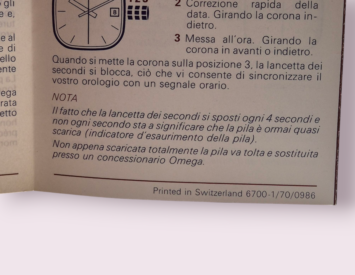 Omega Quartz Instruction Manual Cal. 1430-31-32