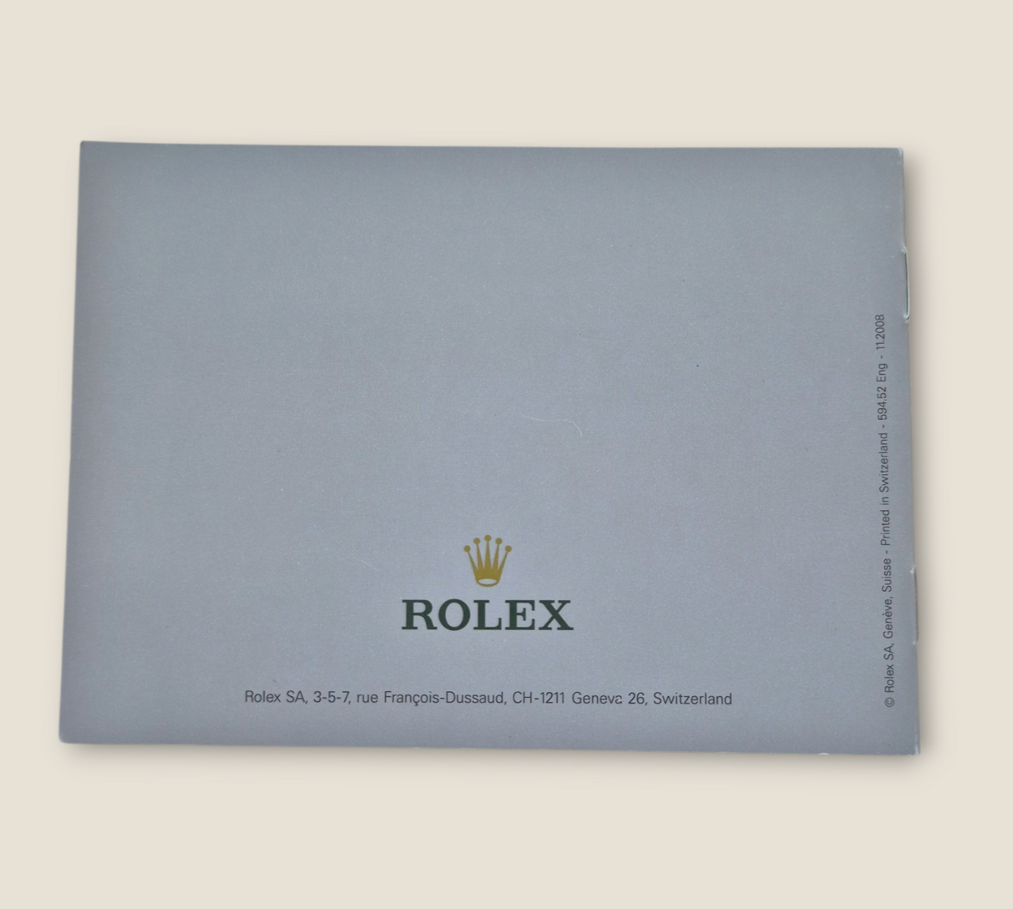Rolex Submariner instruction manual 2008 594.52 Eng + Rolex wallet, Swing tag & Calendar card