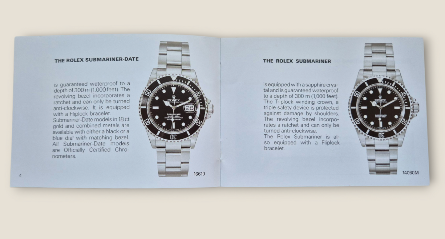 Rolex Submariner instruction manual 2008 594.52 Eng + Rolex wallet, Swing tag & Calendar card