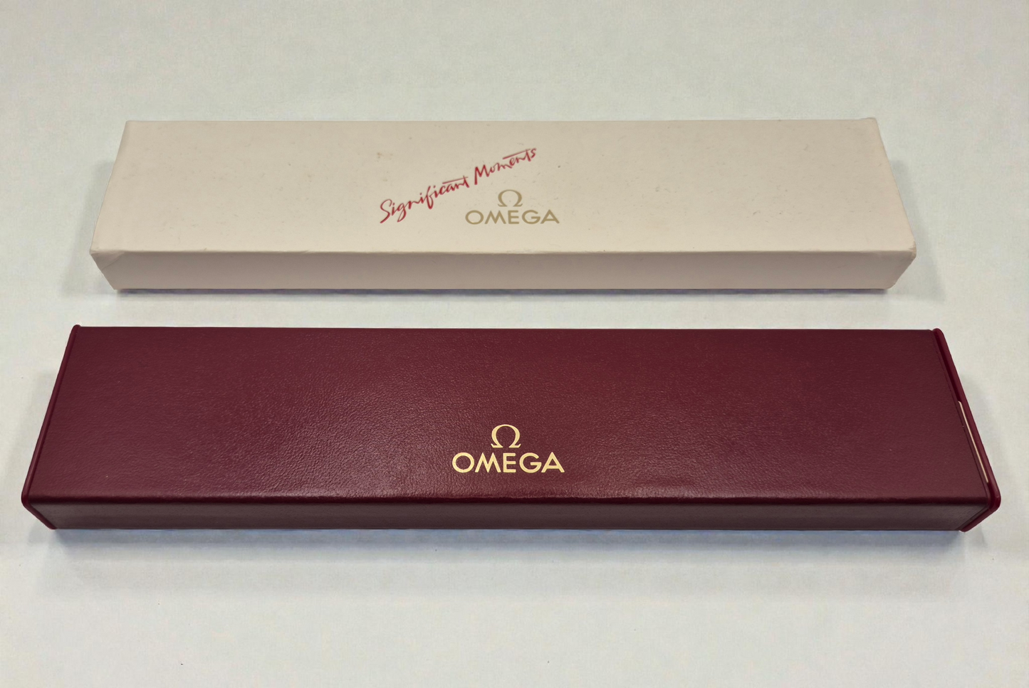 Vintage Omega watch box Long flat watch box Circa 1970s-1980s