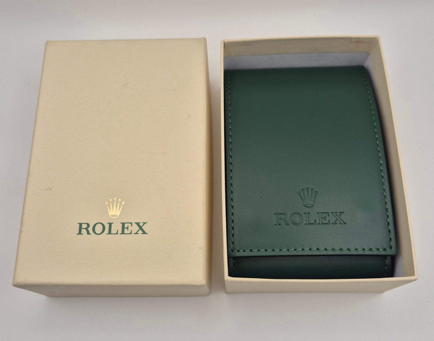 Rolex Green leather service / travel case with outer box circa 2020+