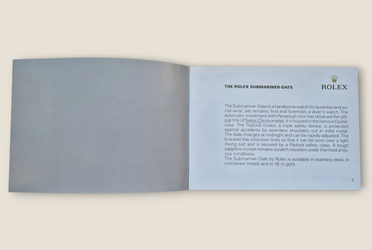 Rolex Submariner instruction manual 2008 594.52 Eng + Rolex wallet, Swing tag & Calendar card