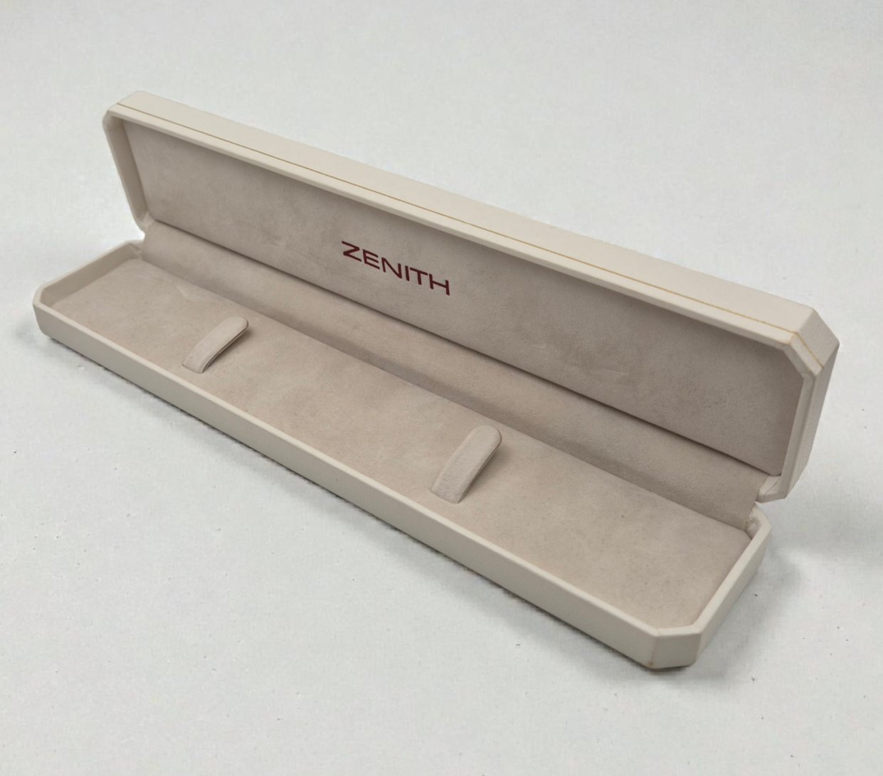 Vintage Zenith watch box Long white flat watch box Circa 1990s