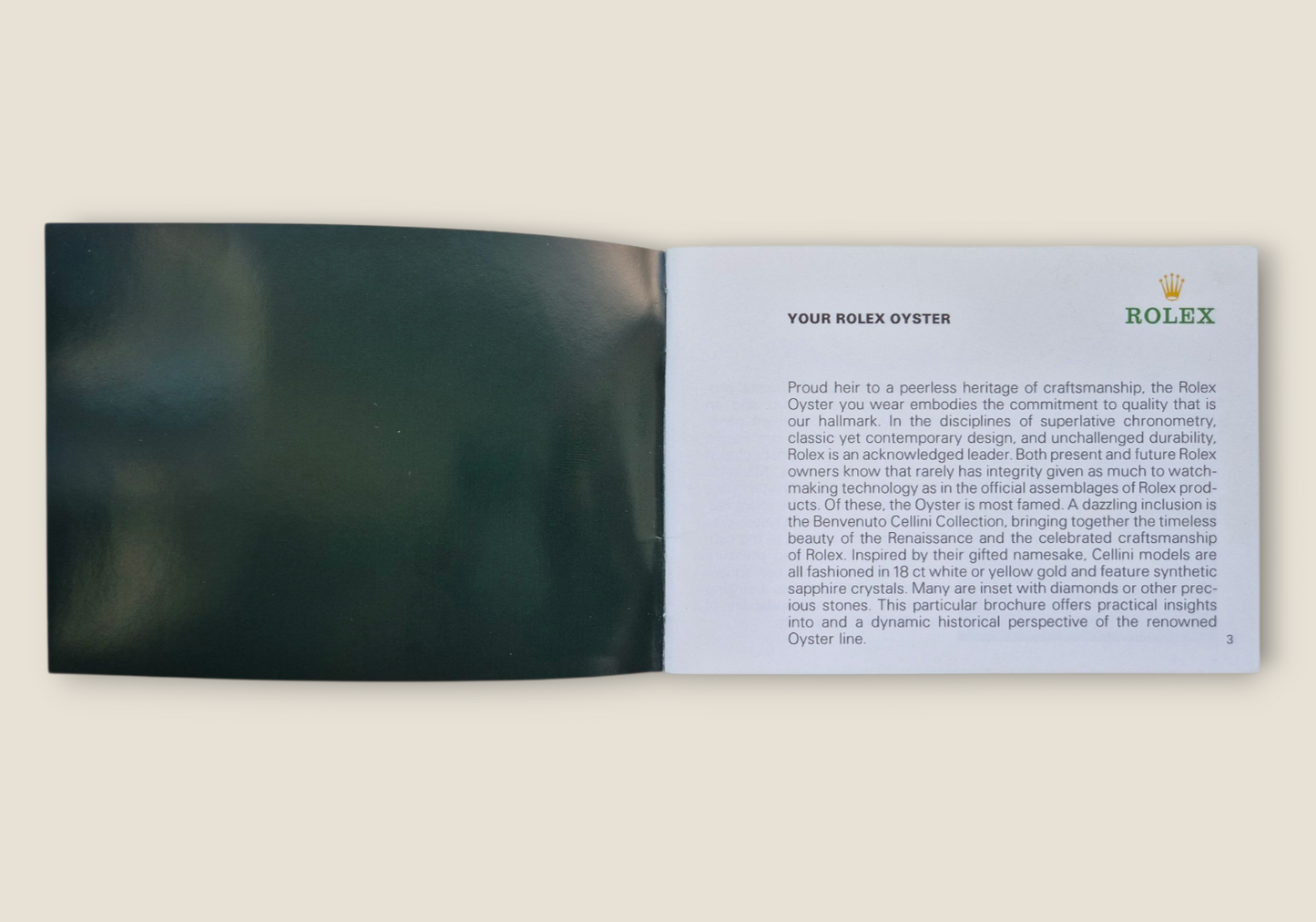 Rolex Submariner instruction manual 2002 594.52 Eng + Rolex wallet, Swing tag & Calendar card