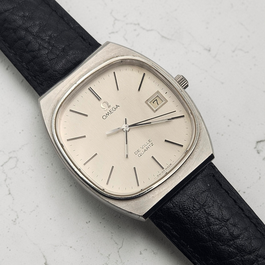 Omega Deville Quartz 192.0035 CAL. 1342 Circa 1978 Silver dial Black strap