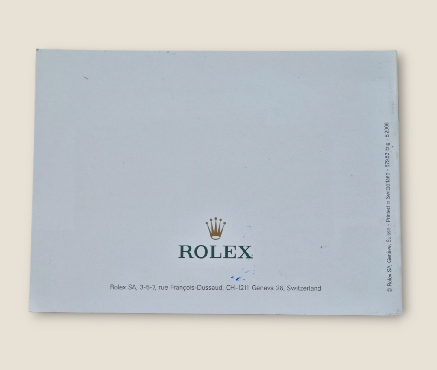 Rolex Submariner instruction manual 2008 594.52 Eng + Rolex wallet, Swing tag & Calendar card