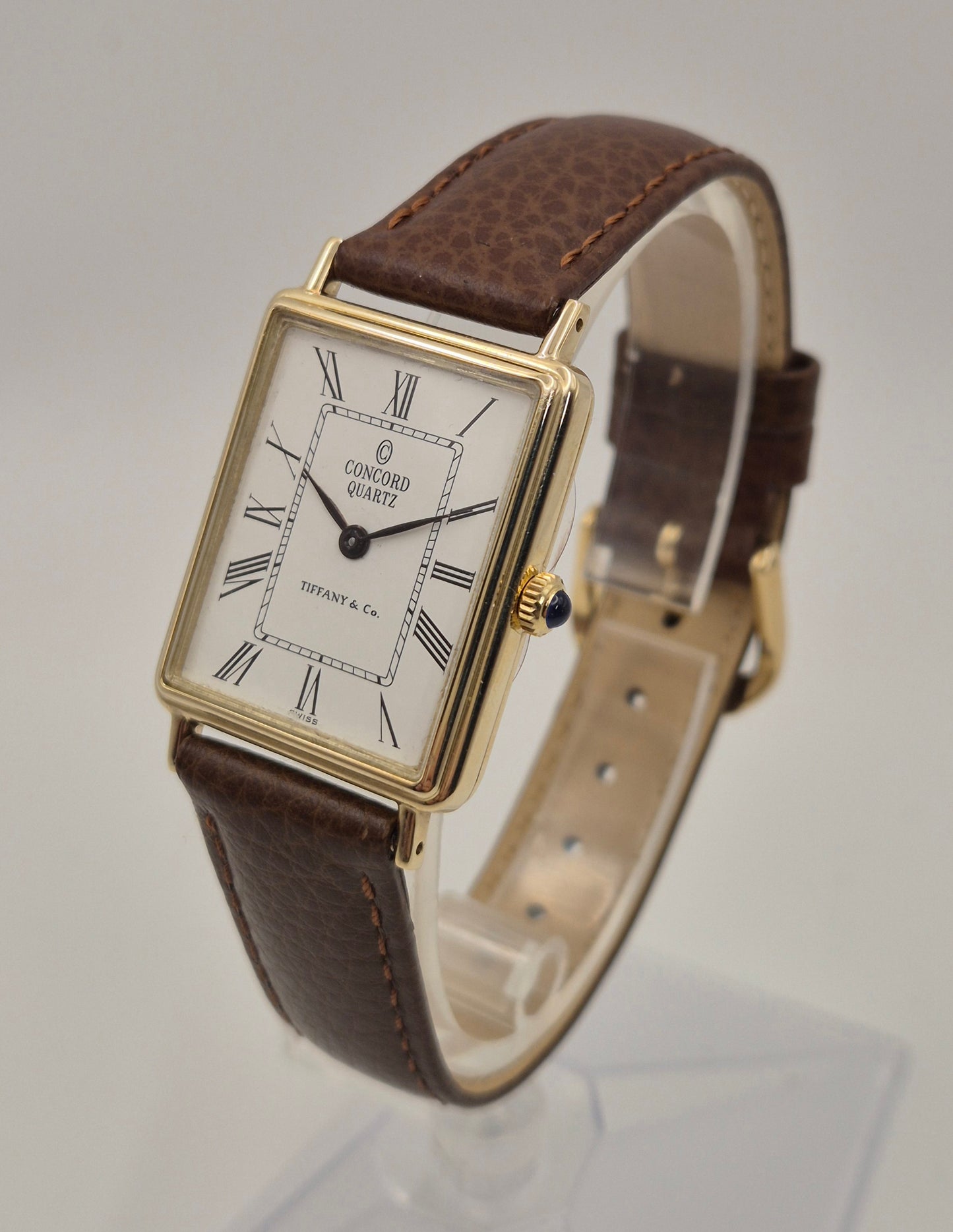 Concord 14ct Gold "Tank" watch with Tiffany & Co stamped dial