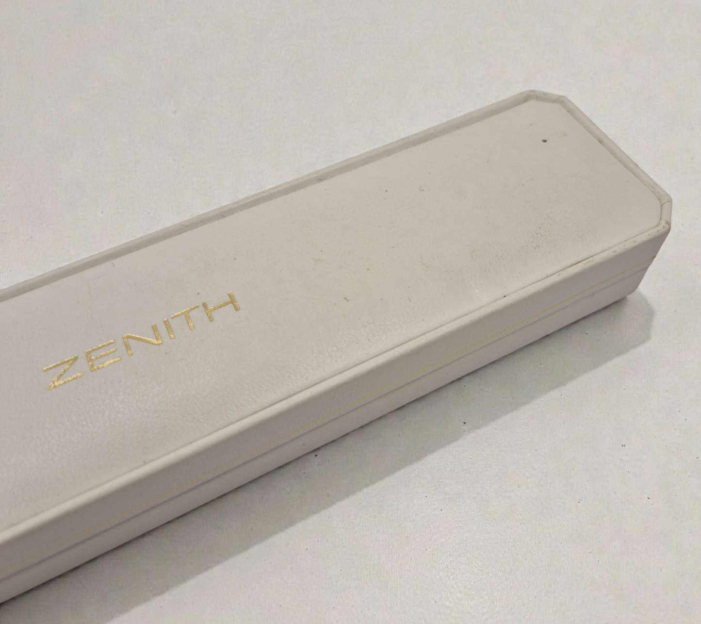 Vintage Zenith watch box Long white flat watch box Circa 1990s