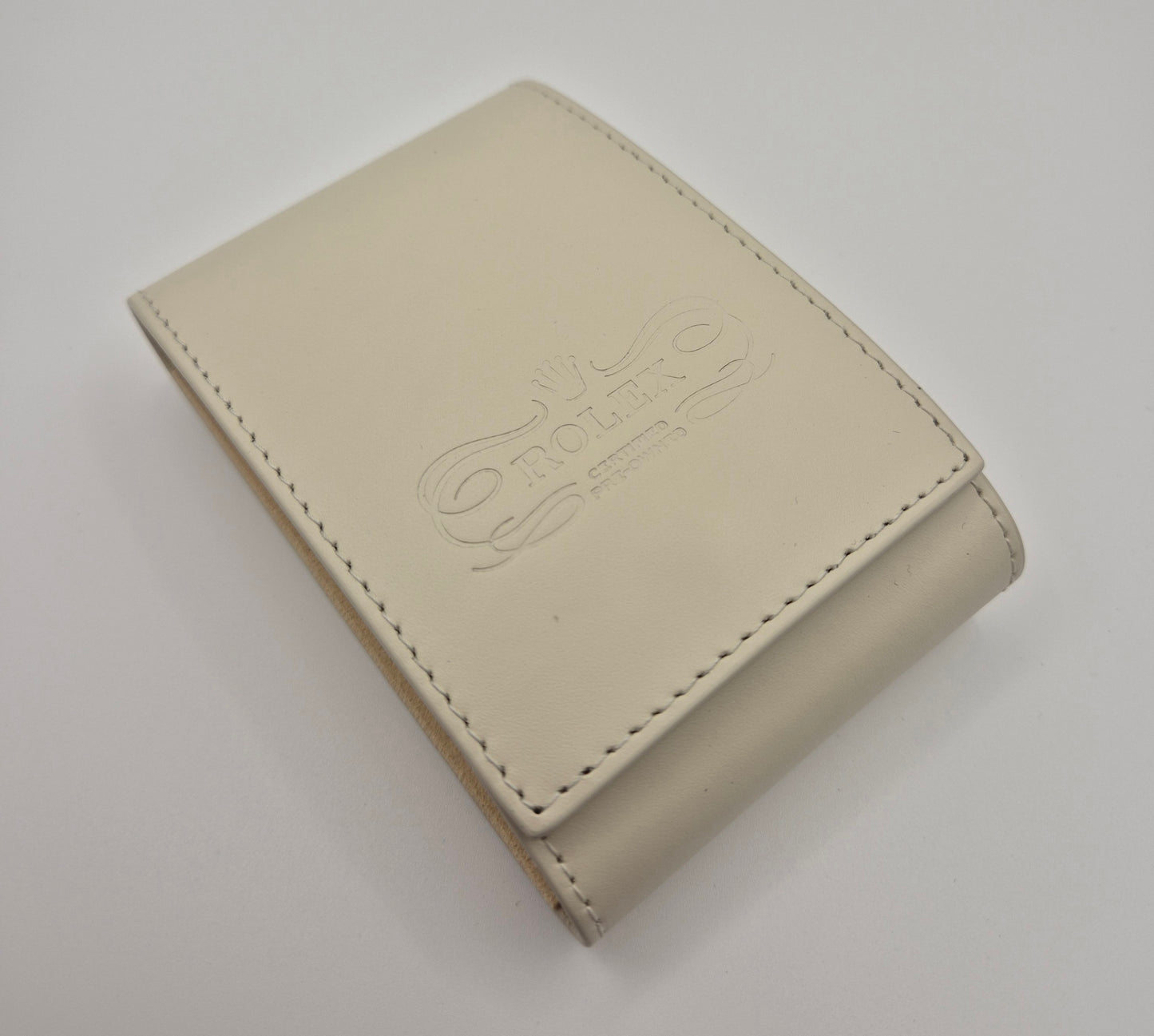 Rolex CPO Cream leather travel case with outer box, Cream Wallet & Swing tag circa 2022