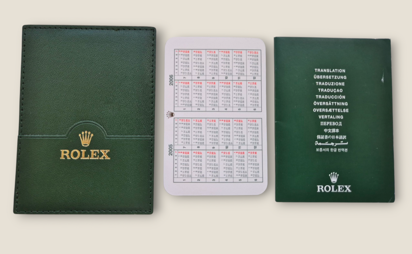 Rolex Datejust instruction manual 552.02 Eng 5.2006 + Rolex Wallet & Calendar card 2005-06