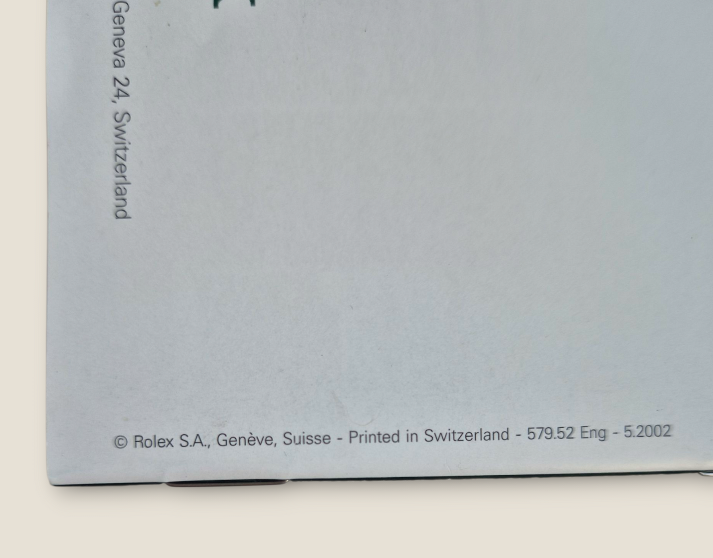 Rolex Submariner instruction manual 2002 594.52 Eng + Rolex wallet, Swing tag & Calendar card