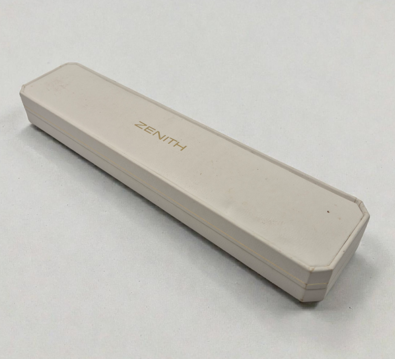 Vintage Zenith watch box Long white flat watch box Circa 1990s