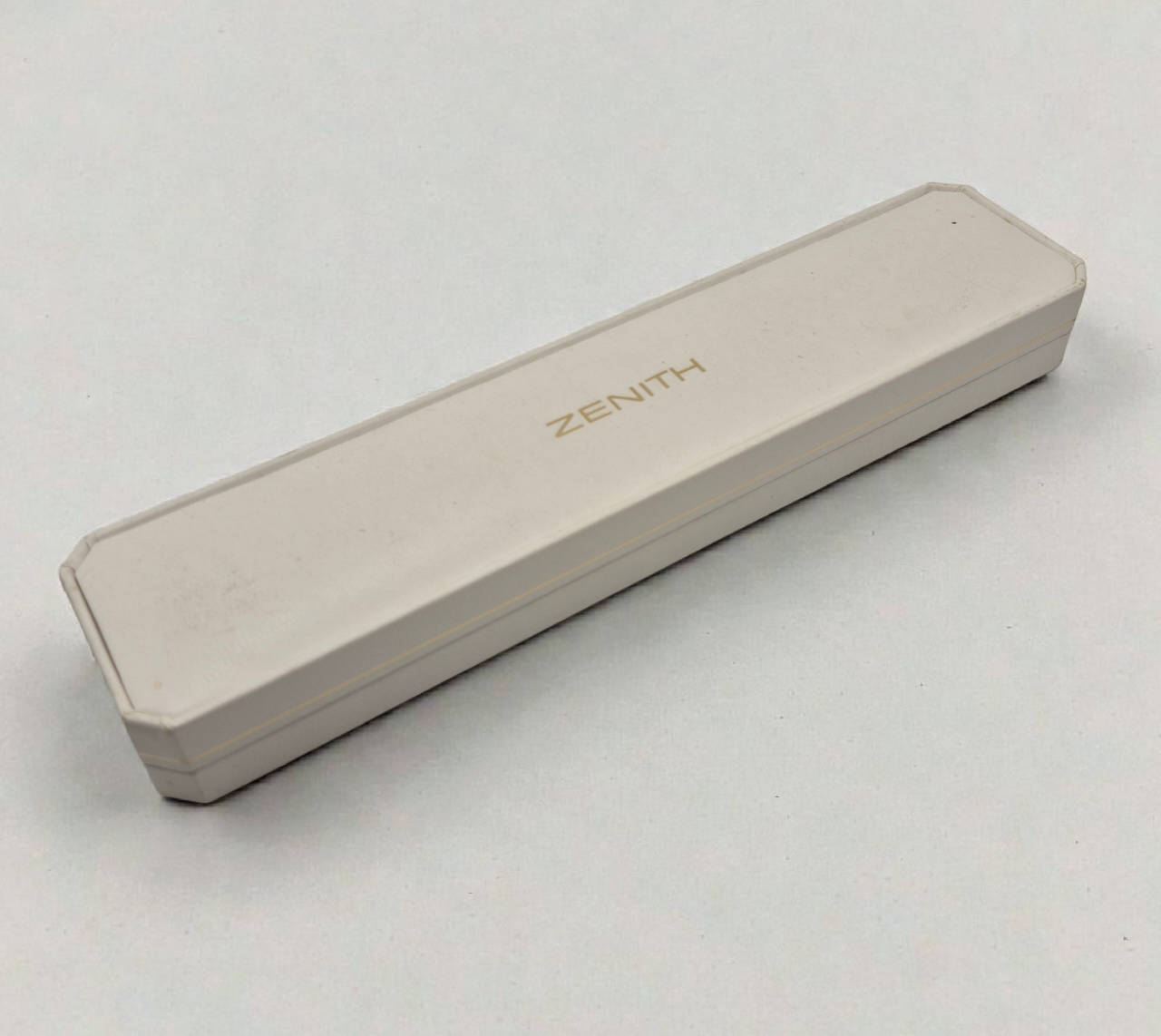Vintage Zenith watch box Long white flat watch box Circa 1990s